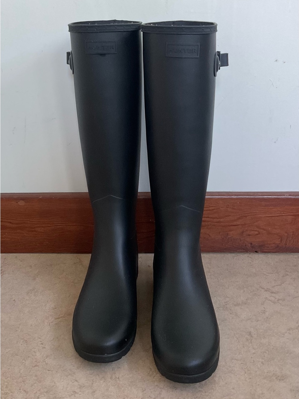 Hunter Black Tall Matte Rain Boots